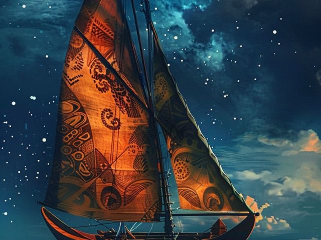 canoe under stars